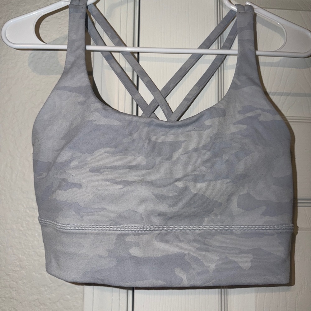 Lululemon Energy Light Gray Camo Strappy Sports Bra - Women - Picture 2 of 5